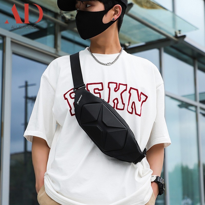 (Travel By Me) All Double Tas pinggang tahan air cangkang keras gaya Amerika tas selempang luar ruan