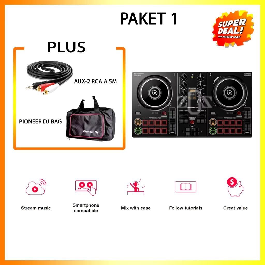 Dj Pioneer DDJ-200 DDJ200 DDJ 200 Controller With Bag + Kabel RCA