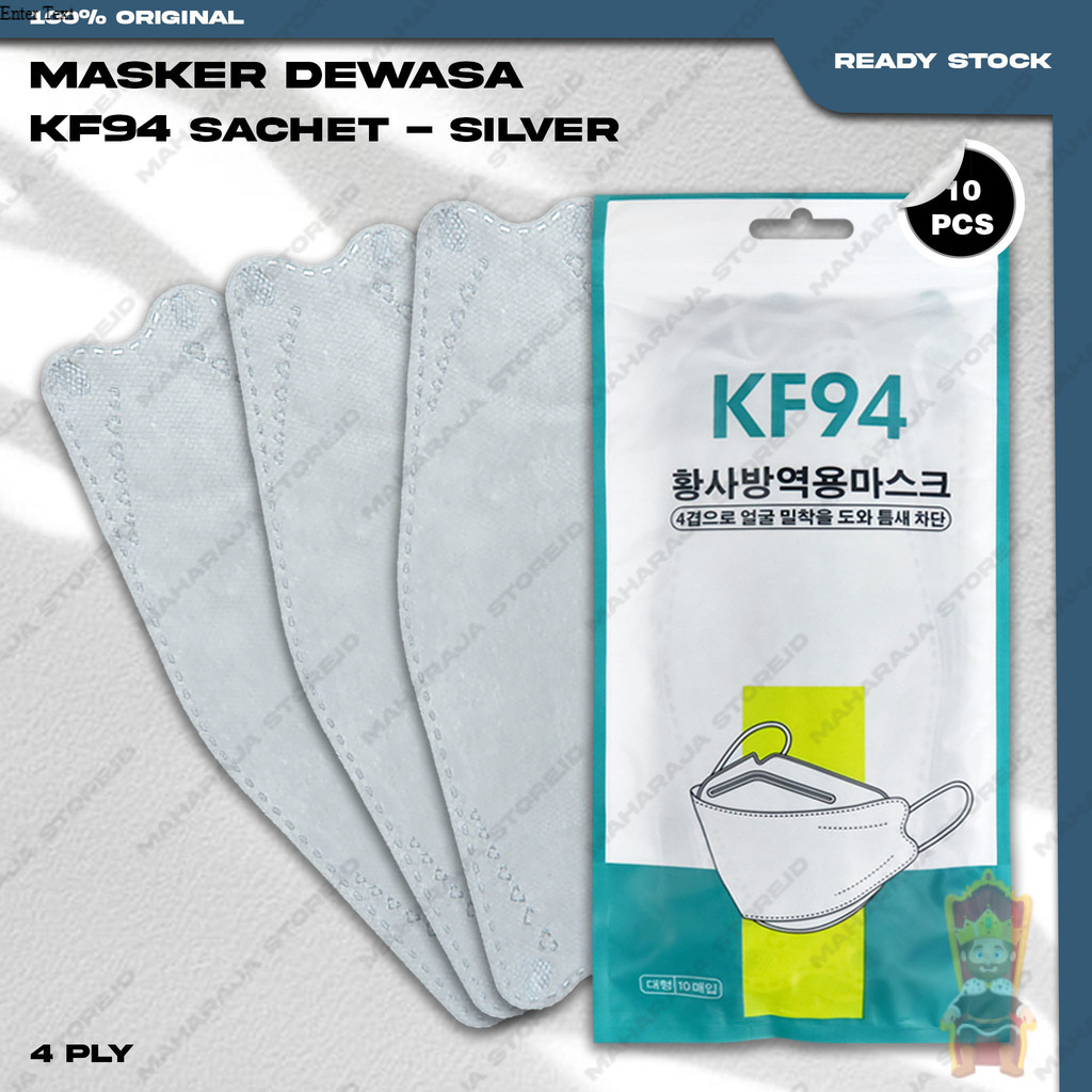 Masker KF94 SACHET 4Ply isi 10Pcs Warna Silver KF 94 4 Ply Earloop Surgical Mask