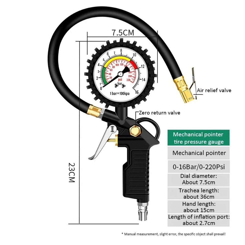 New Black Tire Pressure Gauge Flexible Hose gital Air Pressure Gauge Car Tire Pressure Monitor Motor