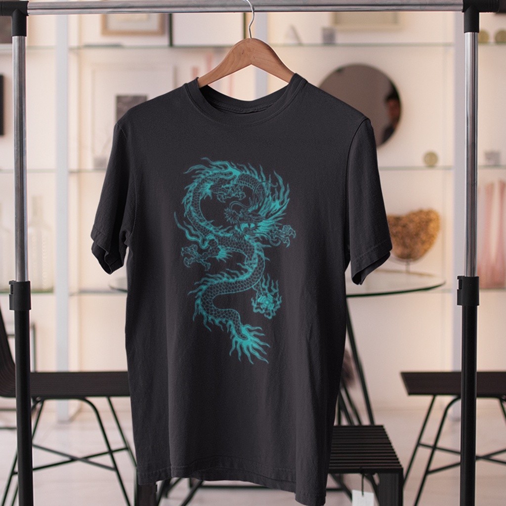 KAOSBOS.ID - Kaos Distro Menyala Dalam Gelap Naga Jepang Kaos Pria