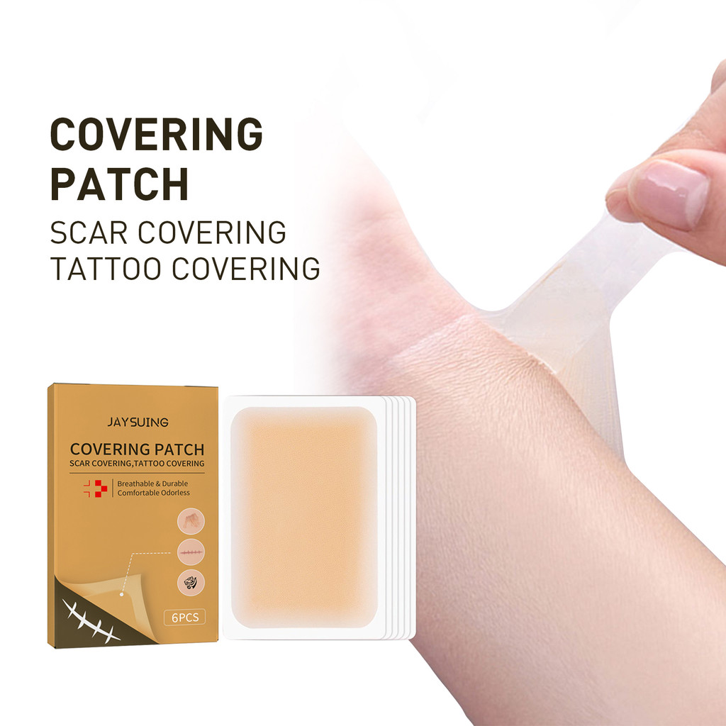 Jaysuing Scar Sheet Silikon 6pcs Covering Patch Tato Koyo Kulit Palsu Penutup Bekas Luka Tato Keloid