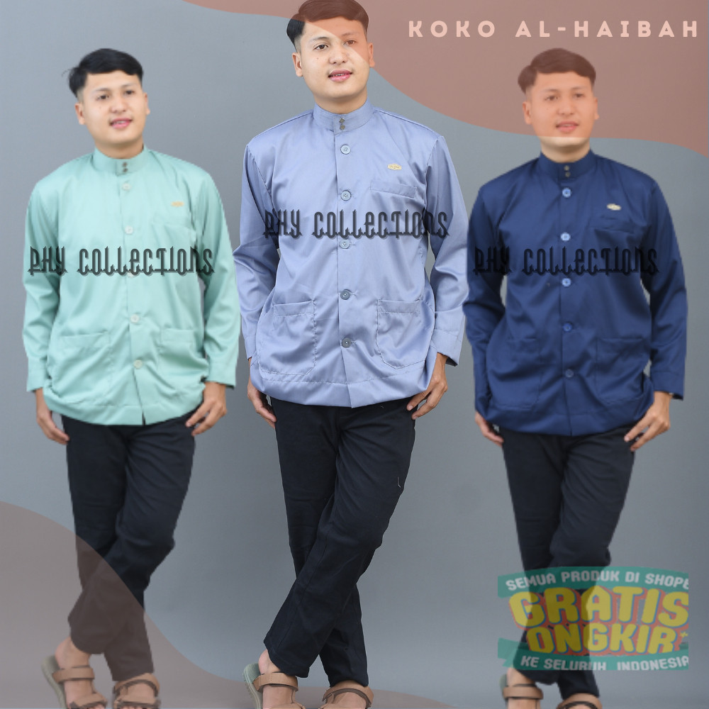 Baju Kemeja Koko Laki-laki Dewasa jasko Pria Premium Lengan Panjang Ukuran S M L XL XXL [Al-HAIBAH]p