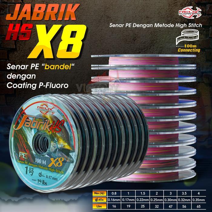 (ProAthlete Store) PE Relix Nusantara Jabrik HS X8 100 METER Connecting - PE 0.8 - 0.16 MM