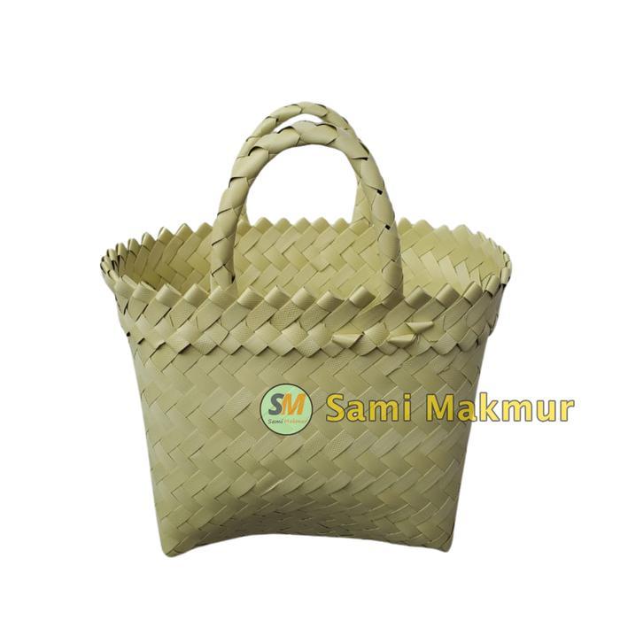 Sami Makmur Tas Anyaman Plastik Mini Polos Murah Bahan Tebal 18x10x18 cm Cocok untuk Belanja di Pasa