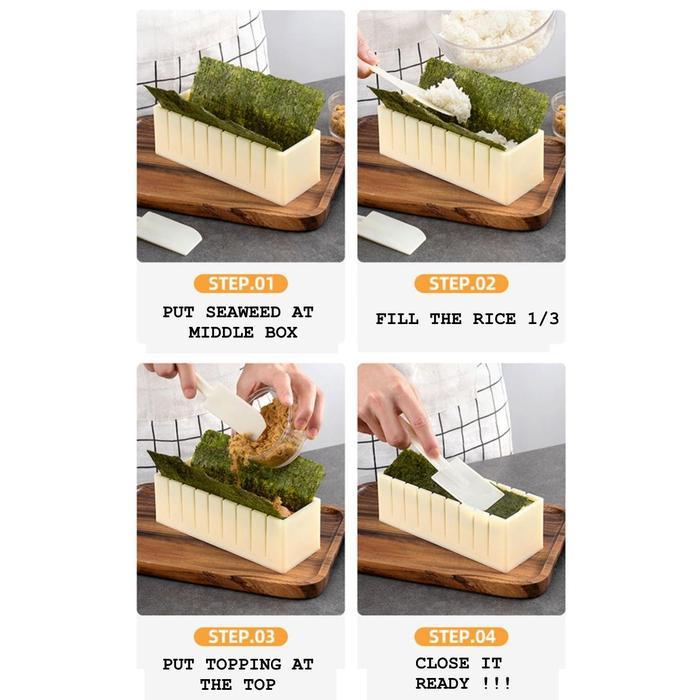 Cetakan sushi roll set panjang bulat hati persegi, Sushi mould set cut - Bulat