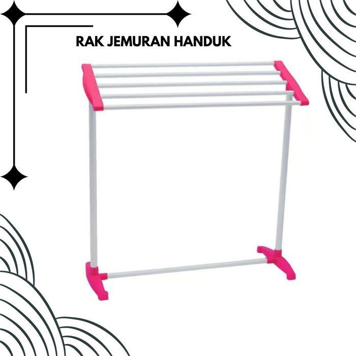 Rak Jemuran Handuk dan Pakaian Baju / Stainless Gantungan Laundry Bongkar Pasang Besi Pipa Plastik