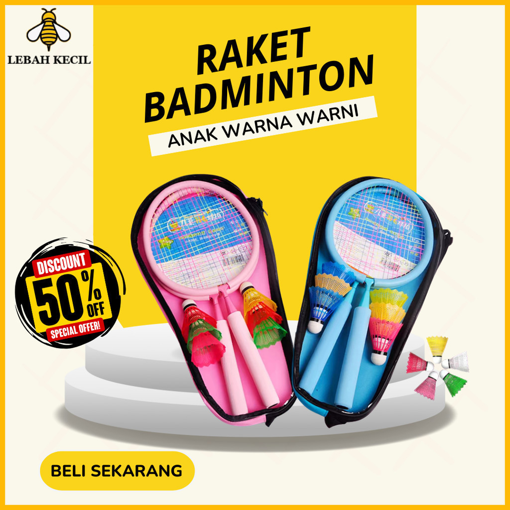1 SET Raket Bulutangkis Anak-Anak Sekolah Dasar Set Raket Bulutangkis