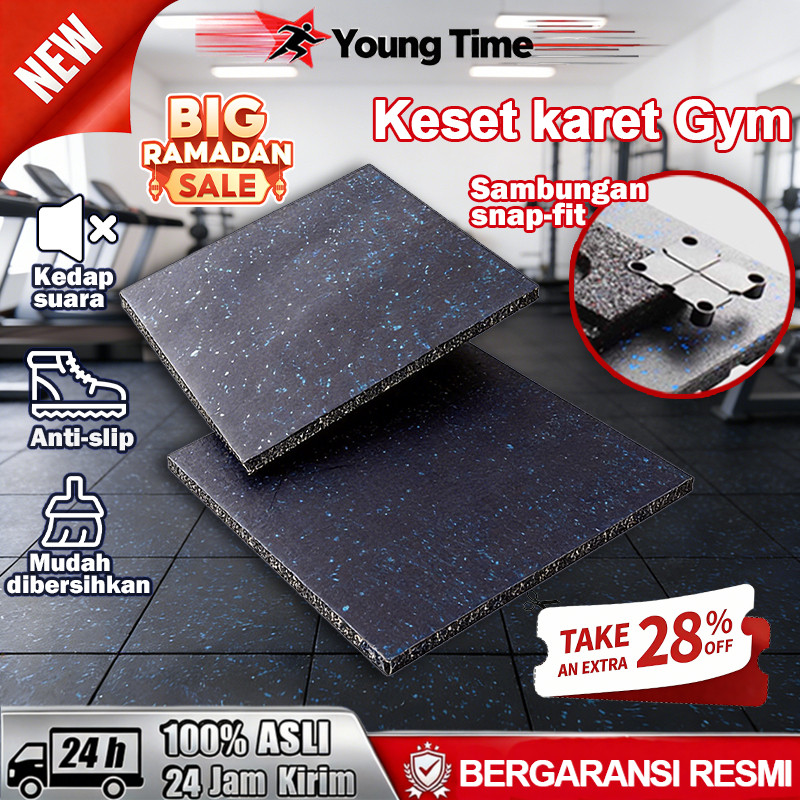 YT Matras Gym Karet tebal 2cm (50x50) Matras Olahraga Karper Gym Matras Keset Karet Anti Slip