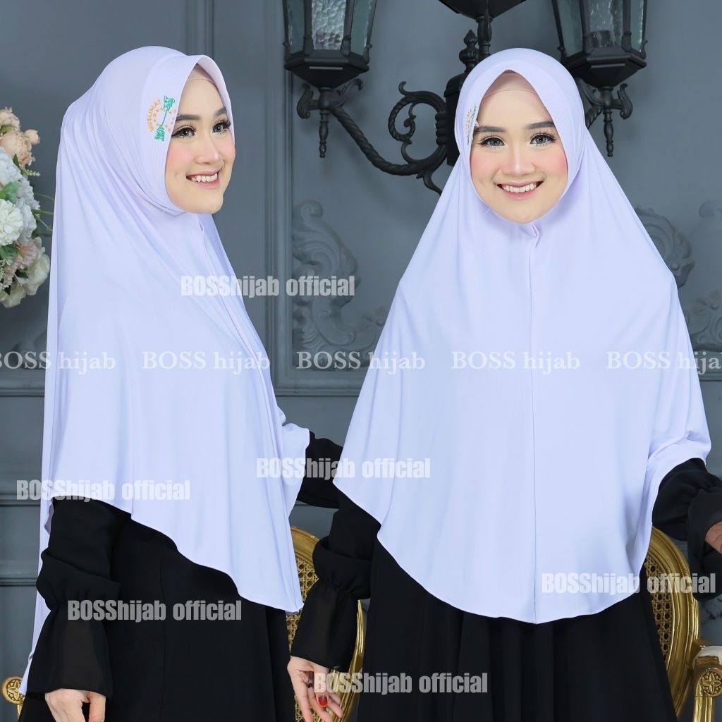 Hijab Instan Muslimat NU Jumbo XL Putih | Kerudung Bergo Muslimat