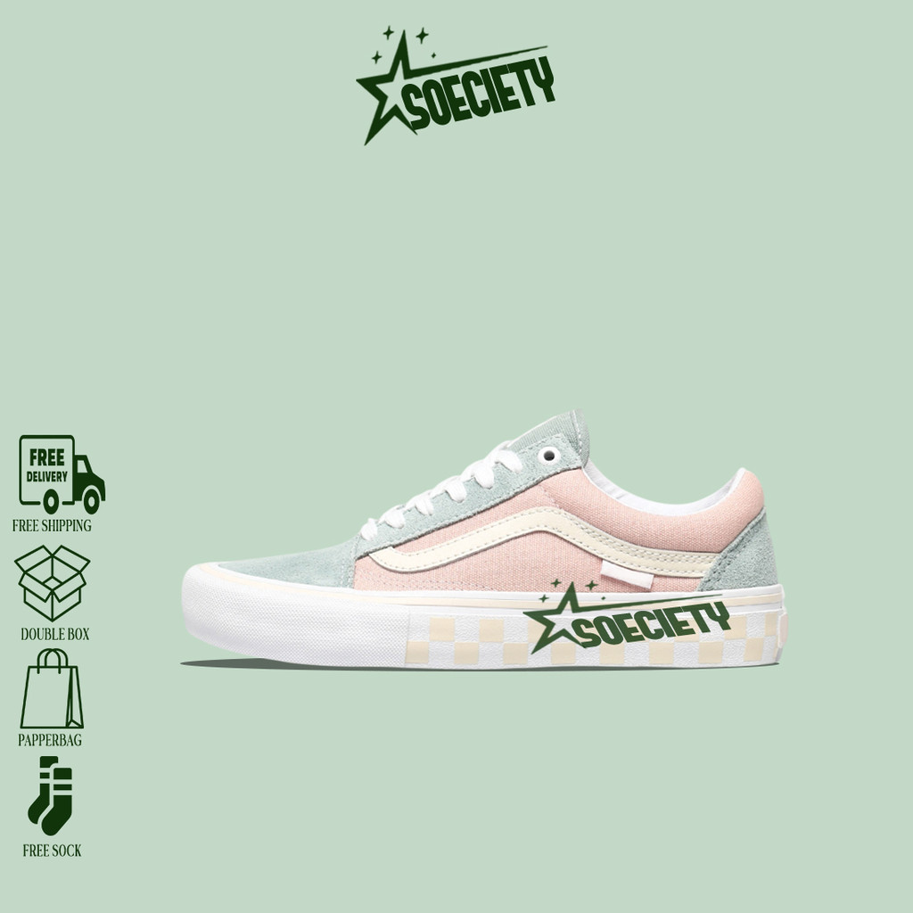 Vans Old Skool Pro Washout Peach & Blue Skate Shoes