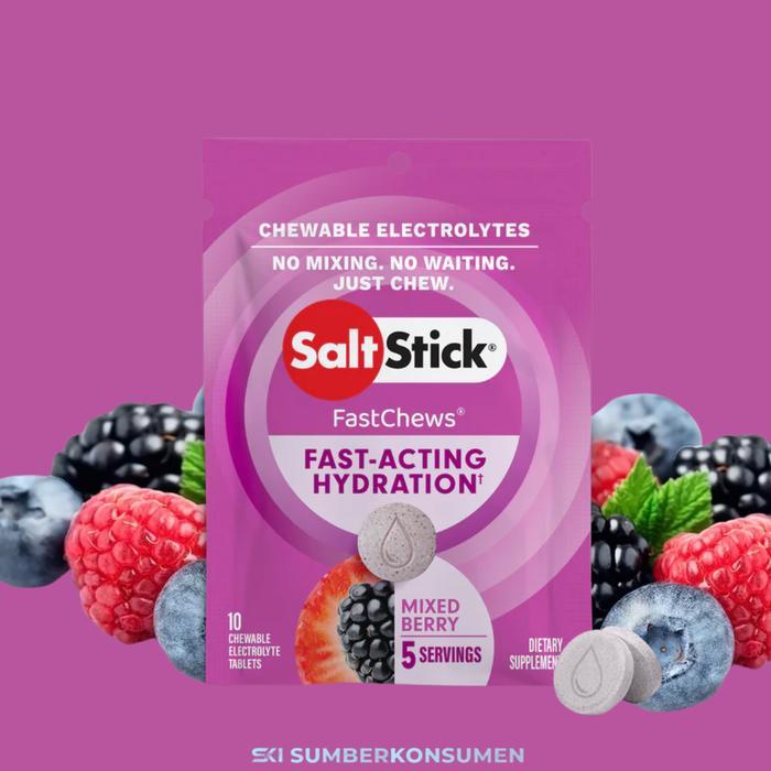 SaltStick FastChews Semua Rasa 10-Tablet Sachet / Salt Stick Electrolyte Fast Chews FastChew - Mixed