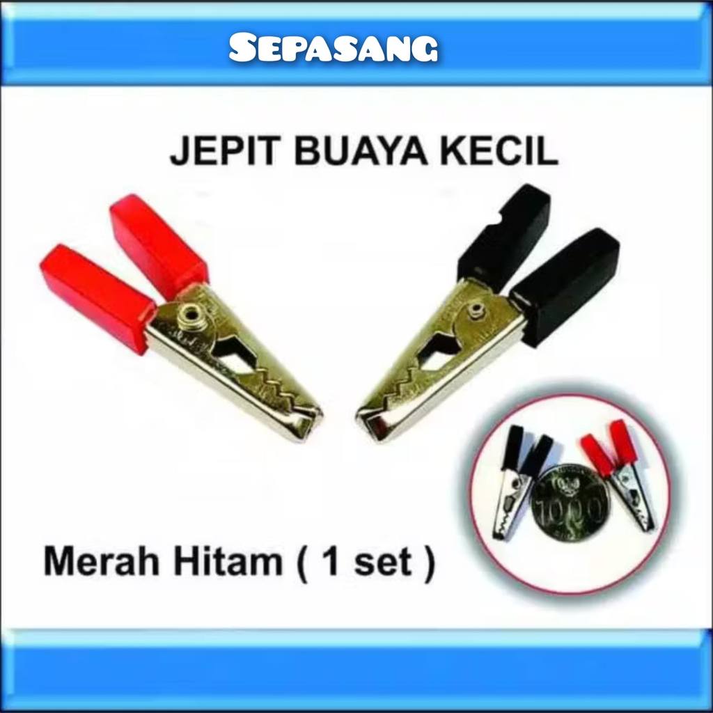 Sepasang Capit Buaya Klip Tebal Kotak Merah Hitam