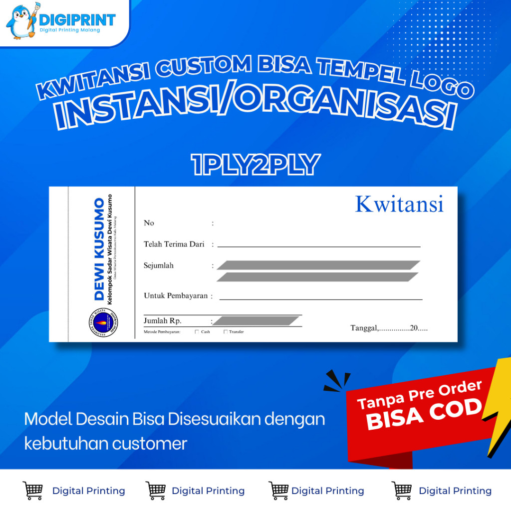Free Desain | Kwitansi Pembayaran 100 Lembar Custom | Cetak Nota Kwitansi Murah