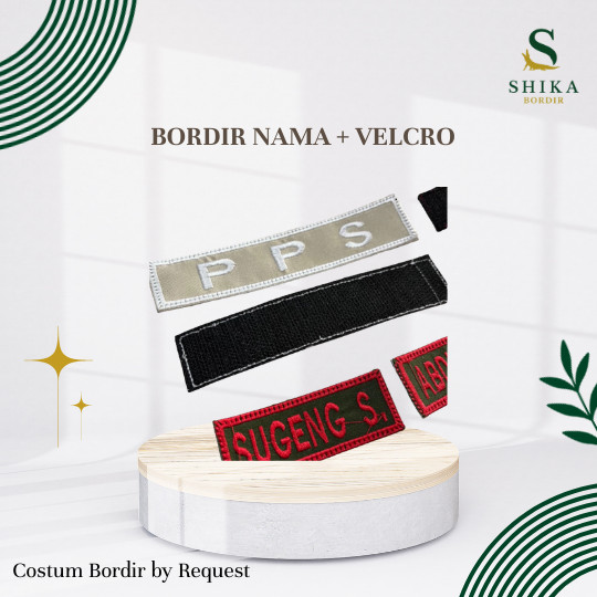 Bordir Nama Custom + Velcro - Berperekat - Nama Dada Perekat - Bordir Satpam Kretekan Bordir