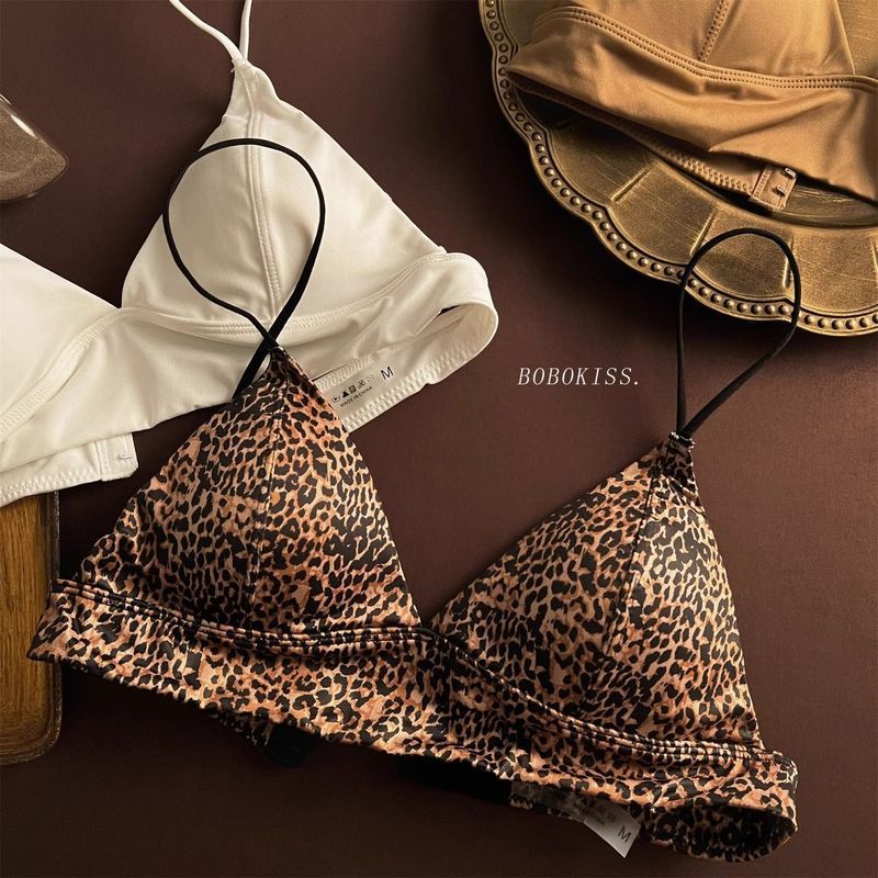 LadyAllure COD Set Bra & Celana Dalam Wanita Motif Macan Tutul Gaya Perancis Sensual Deep V Tanpa Ka
