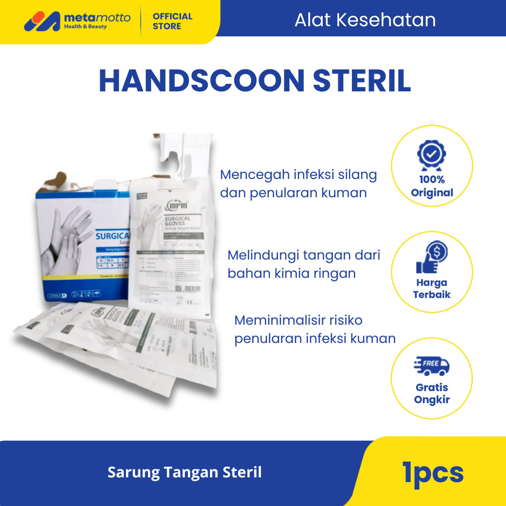 Handscoon Surgical Gloves Latex Sterile / Sarung Tangan Steril Berbagai Ukuran (6.5 MPM, 7.5 MPM, 8 