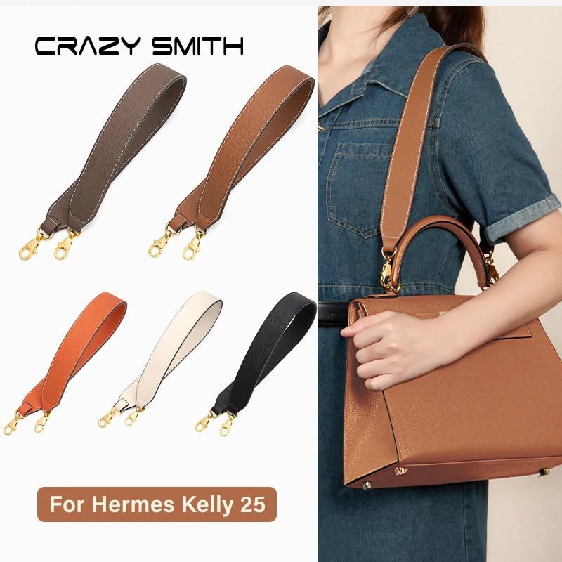 CRAZYSMITH Bag Strap for Hermes Kelly Genuine Leather Underarm Shoulder Strap Replacement Handbag St