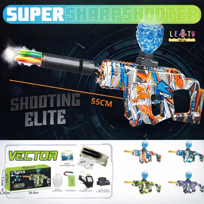 Mainan Anak Laki Laki Water Gel Elektrik Otomatis Vector M416 Lampu Asap Water Gell Electric FPS SNI