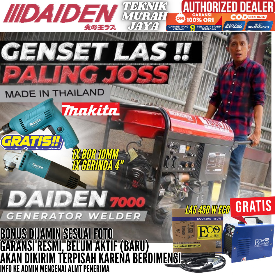 DAIDEN 7000 Genset Las Generator Welder 7000 Bensin ORIGINAL 5000 WATT Generator Genset Rumah
