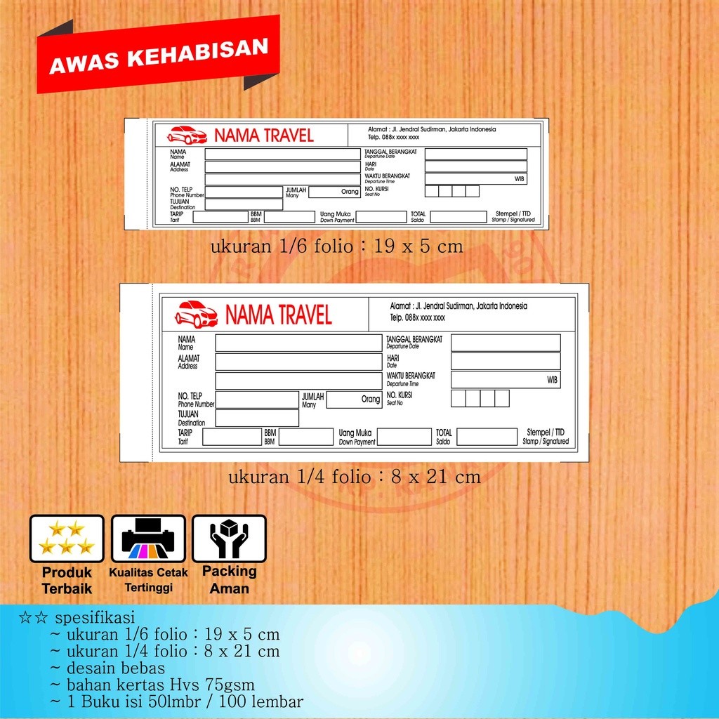 Nota | Kwitansi Custom 1Ply Desain Bebas HVS