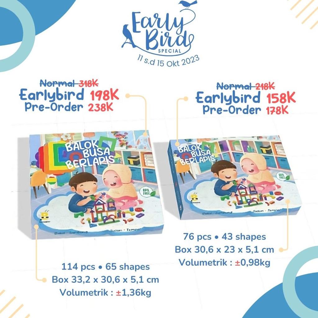 Mainan Edukasi Anak Balok Busa Berlapis Tangram Balok Susun Humblebee Usia Umur 3 - 6 Tahun