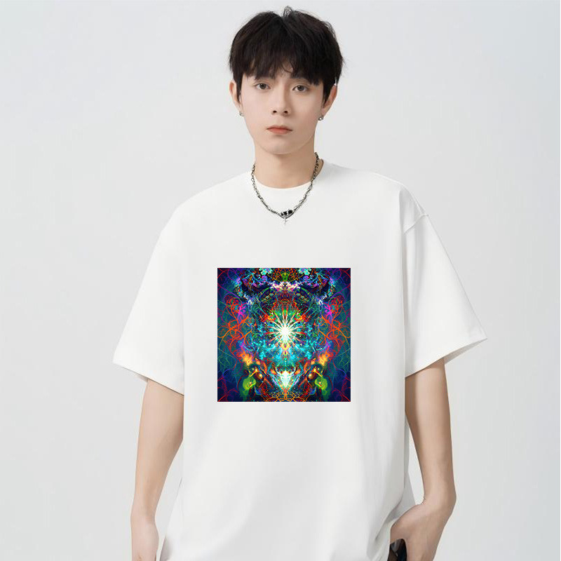 tshirt for men cotton black white Vibrant Vortex A kaleidoscopic journey through the cosmic web