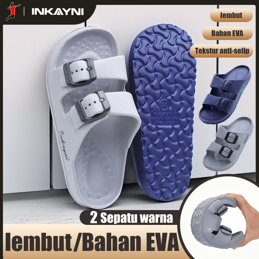 Inkayni Sandal Slop Pria Dewasa EVA Ori 100% Anti Slip Licin Sol Tebal Bikin Tinggi Badan Anti Bau K