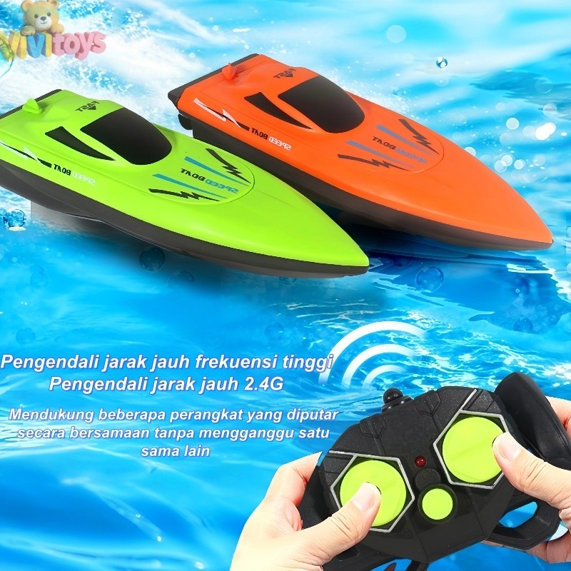 VIVItoys Mainan Kapal Air Remote Control - Kapal Cepat Anti-Balik dengan Kecepatan Tinggi, Cocok unt
