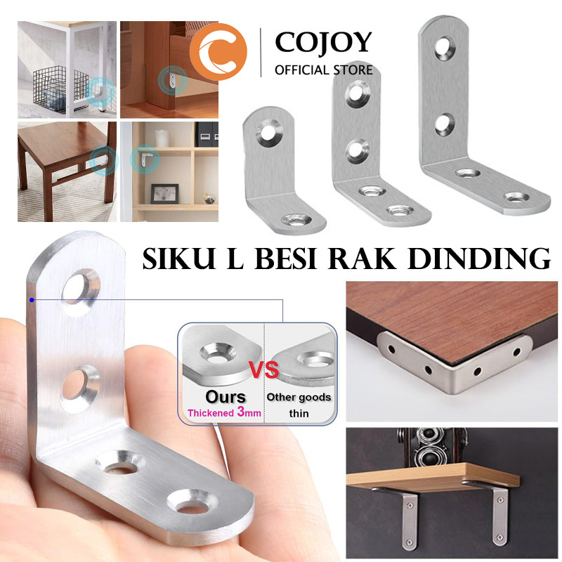 Siku Rak Verseng / Plat Siku L Besi /Plat Siku L Besi (Penyangga Kayu) Plat Ambalan Stainless 2cm 4c