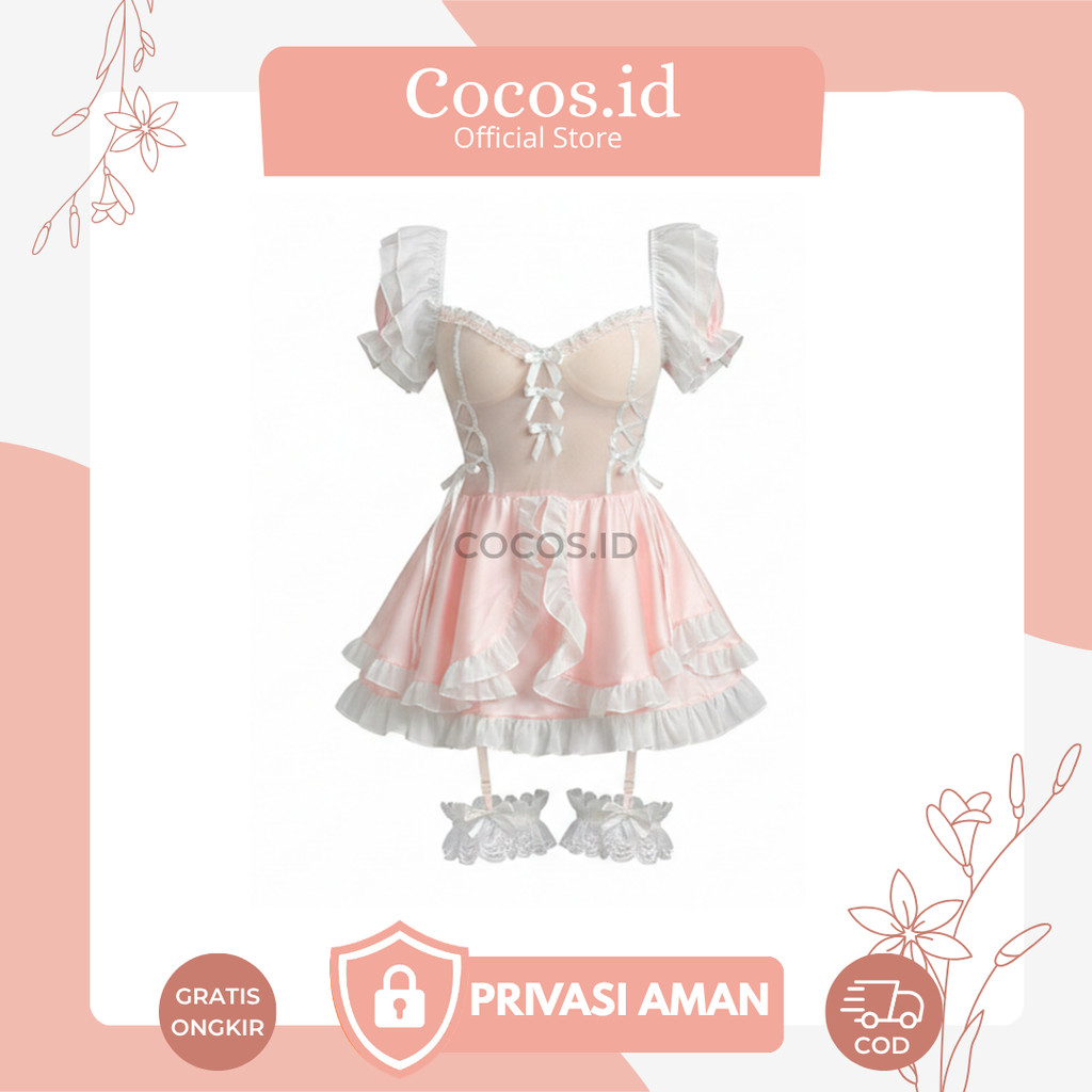 Cocos CCS22 Baju Sexy Cosplay Wanita Maid Perawat Kostum Uniform Wanita Dress New Styling Maid