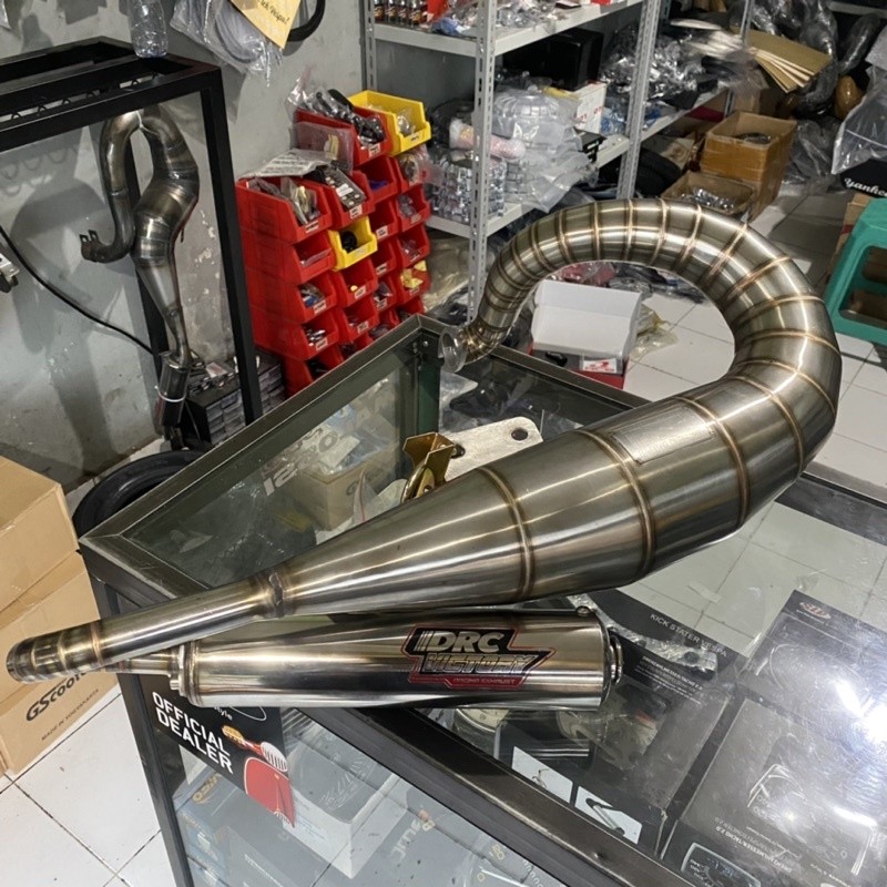 knalpot racing drc victory stainless vespa smallframe pts special dll