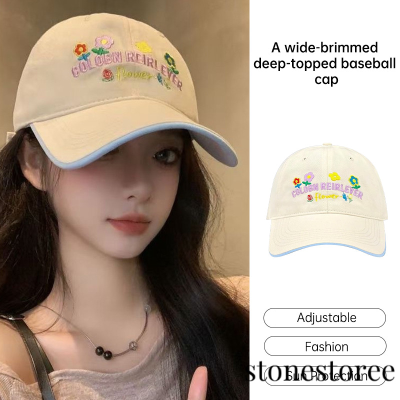 Topi Baseball Kuning Lucu Serbaguna Wanita Bertepi Lebar Topi Berpuncak Topi ST