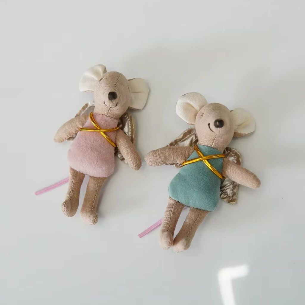 Boneca rato de tecido namarquês, boneca fofa de asa de anjo, presente do zodíaco, boneca de pano, bu