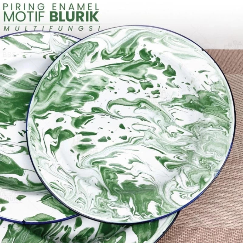 Piring Enamel Blirik Jadul Piring Seng Motif Bunga Diameter 22Cm