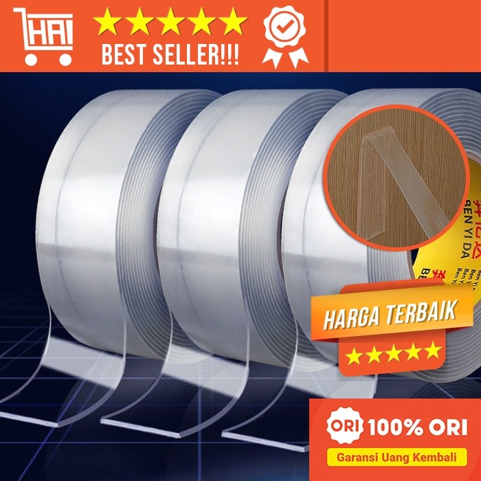 DOUBLE TAPE GEL ISOLASI BENING 2 SISI PEREKAT DINDING TEMBOK TANPA BEKAS SELOTIP AJAIB SUPER KUAT