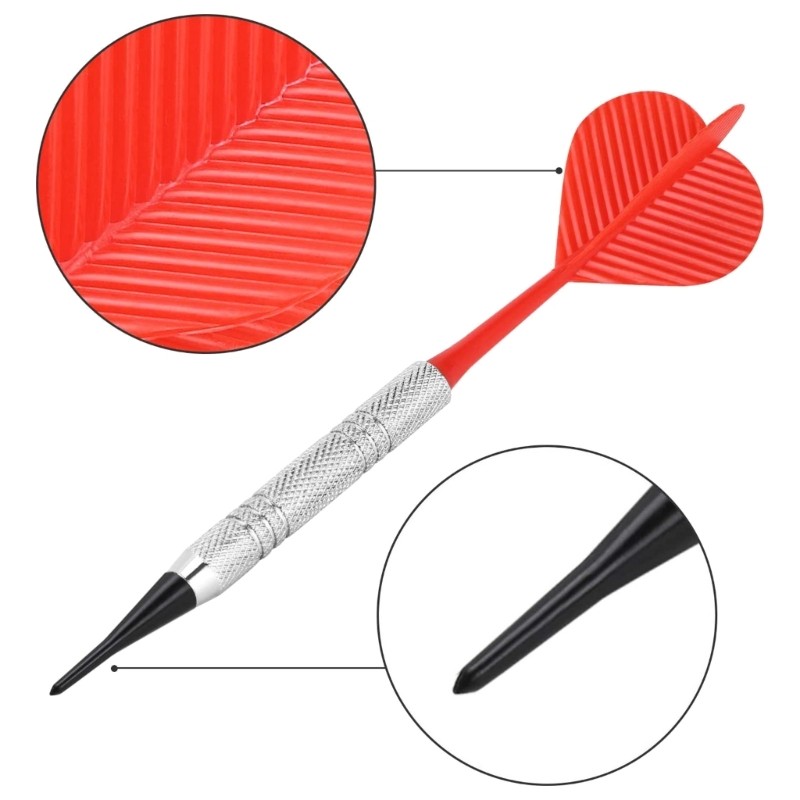 Safe Darts 12Pieces 14g Darts Set Soft Plastic Tip Plastic Barrels Iron Nickel Plated Shaft Plastic 