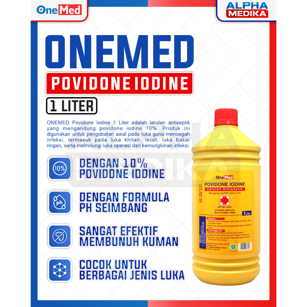 ONEMED - Povidone Iodine Onemed 1LITER / Povidone Iodine 1Liter / Obat Luka