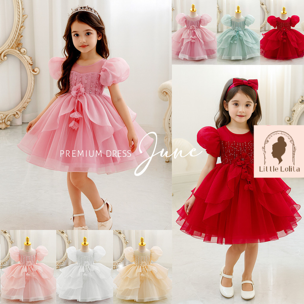 Dress Premium JUNE - Baju Gaun Pesta ulang tahun Anak Perempuan