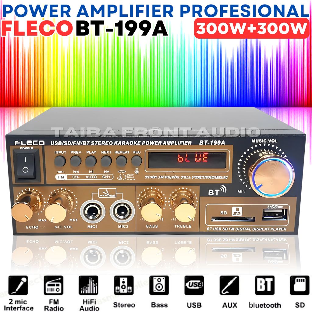 BISA COD Amplifier Karaoke FLECO BT-199A Bluetoth Power amplifier echo - Audio Power Amplifier 600W 