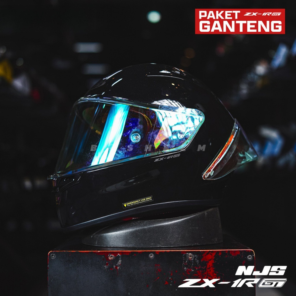 Helm NJS ZX-1R GT SOLID PAKET GANTENG CLEAR IRIDIUM Helm Full Face SNI