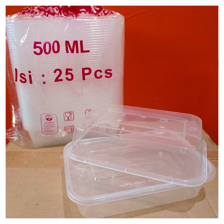 Kotak Makanan Panjang 500ml 500 ml Thinwall DM Box Makan Plastik 25pcs