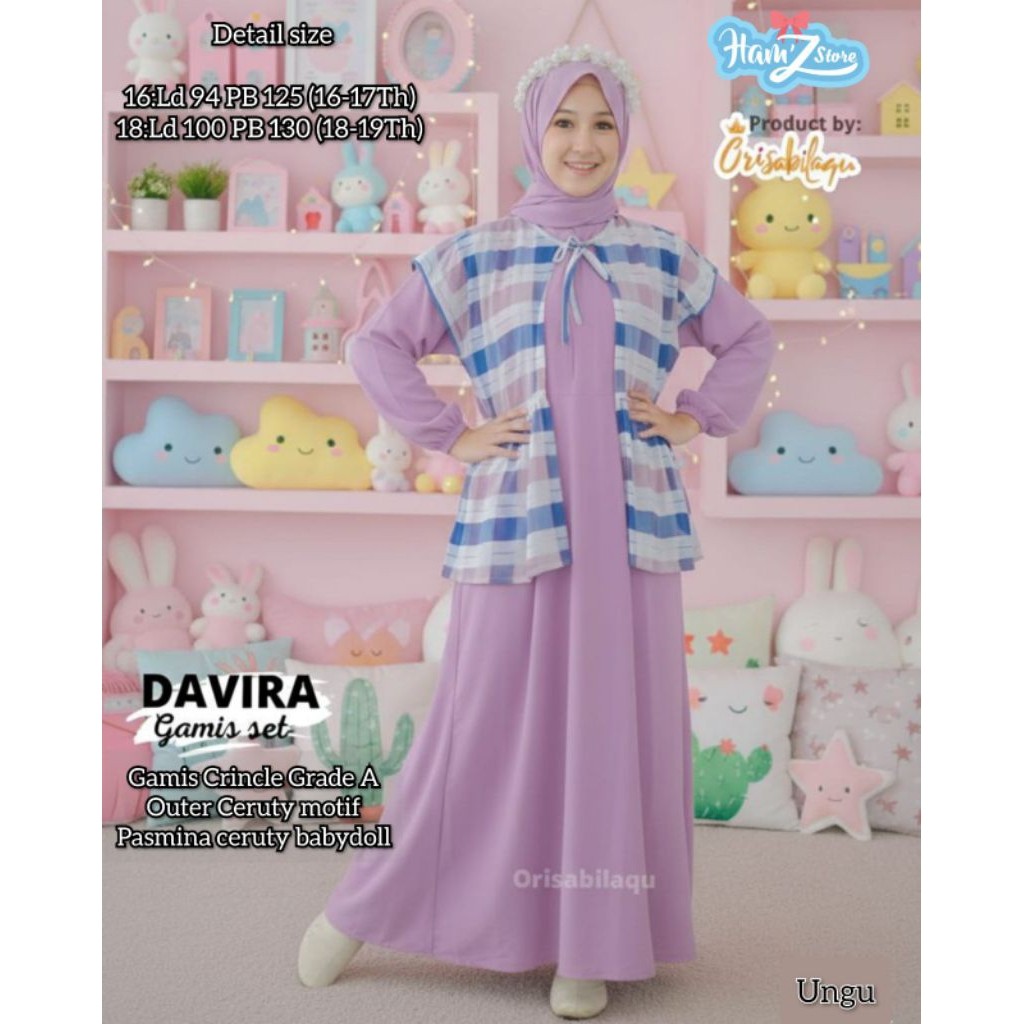 1101  Davira Gamis muslim anak perempuan by Ham'z Store  FASHION // ONESTUFF