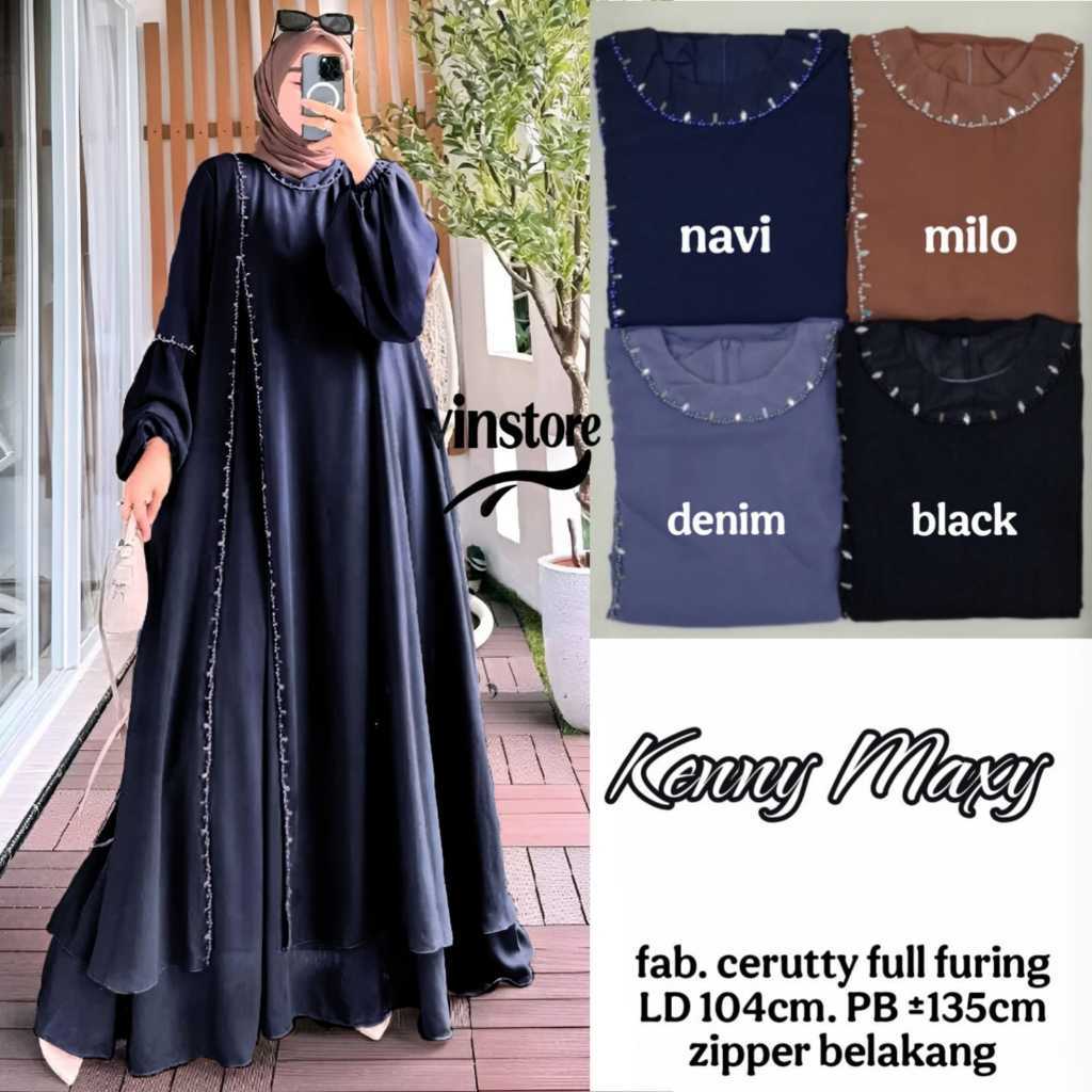ada grup reseller tanyakan ke adm,in er elrumi Kenny Maxy Dress Wanita Bahan Ceruty Full Furing  Vin