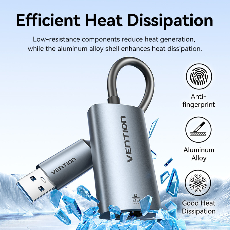 Vention USB A C Ethernet Adapter Network Card 1000/100Mbps USB Lan RJ45 Ethernet for Macbook Laptop 