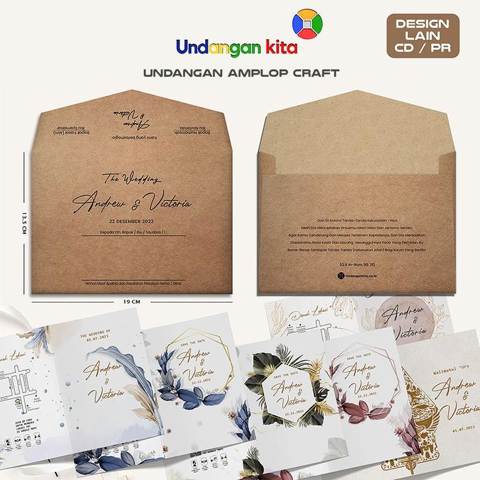 Promo (100Pcs) Undangan Kita Undangan Amplop Craft + Jasmine Glitter Softcover Rustic Elegan Murah U