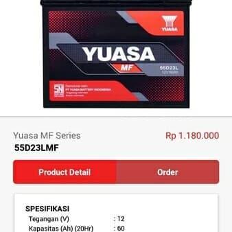 Aki accu 55d23L ford focus dan chevrolet spin yuasa kering mf favorit