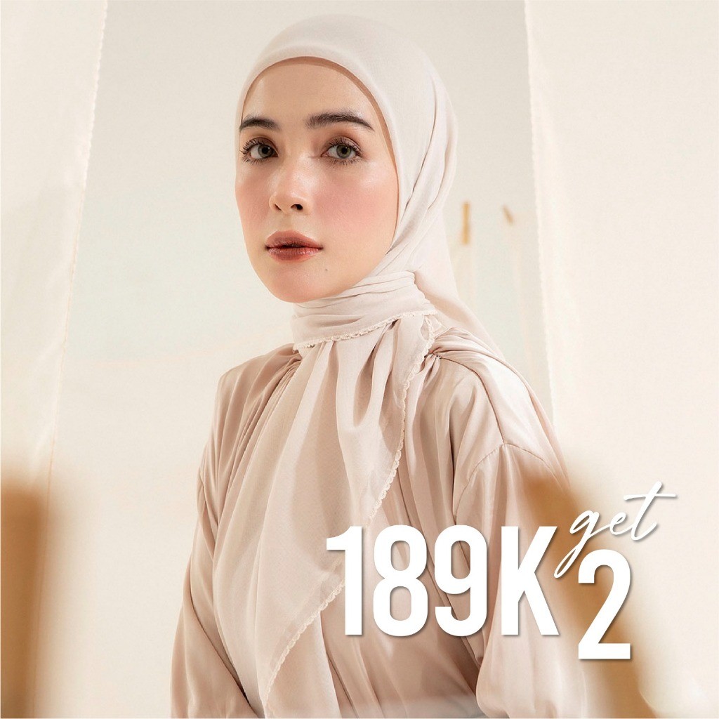Lozy Hijab - 189K Get 2 Paris Embroidery Signature Square Lozy x Hamidah (Hijab Segiempat Bahan Pari