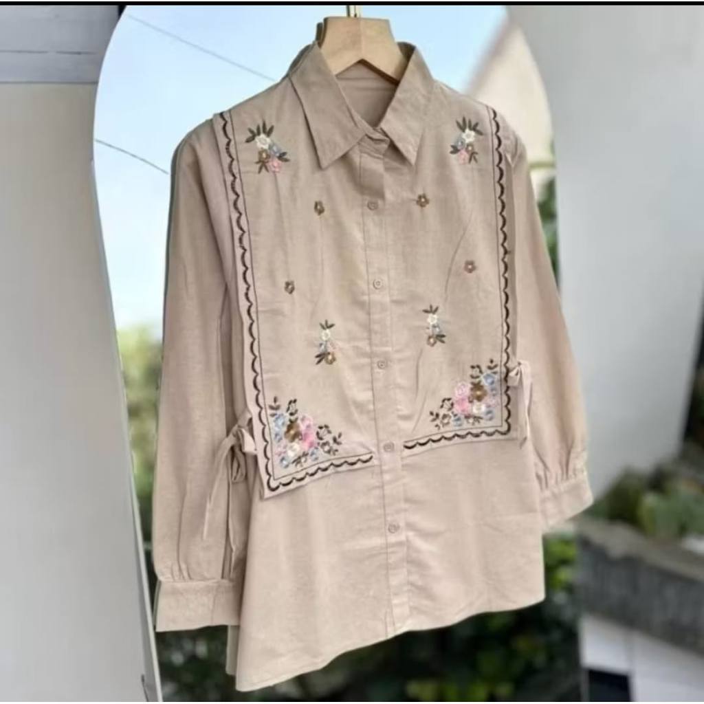 BORDIR TERLARIS kemeja wanita motif bordir atasan kemeja wanita bordir / blouse bordir motif bunga t
