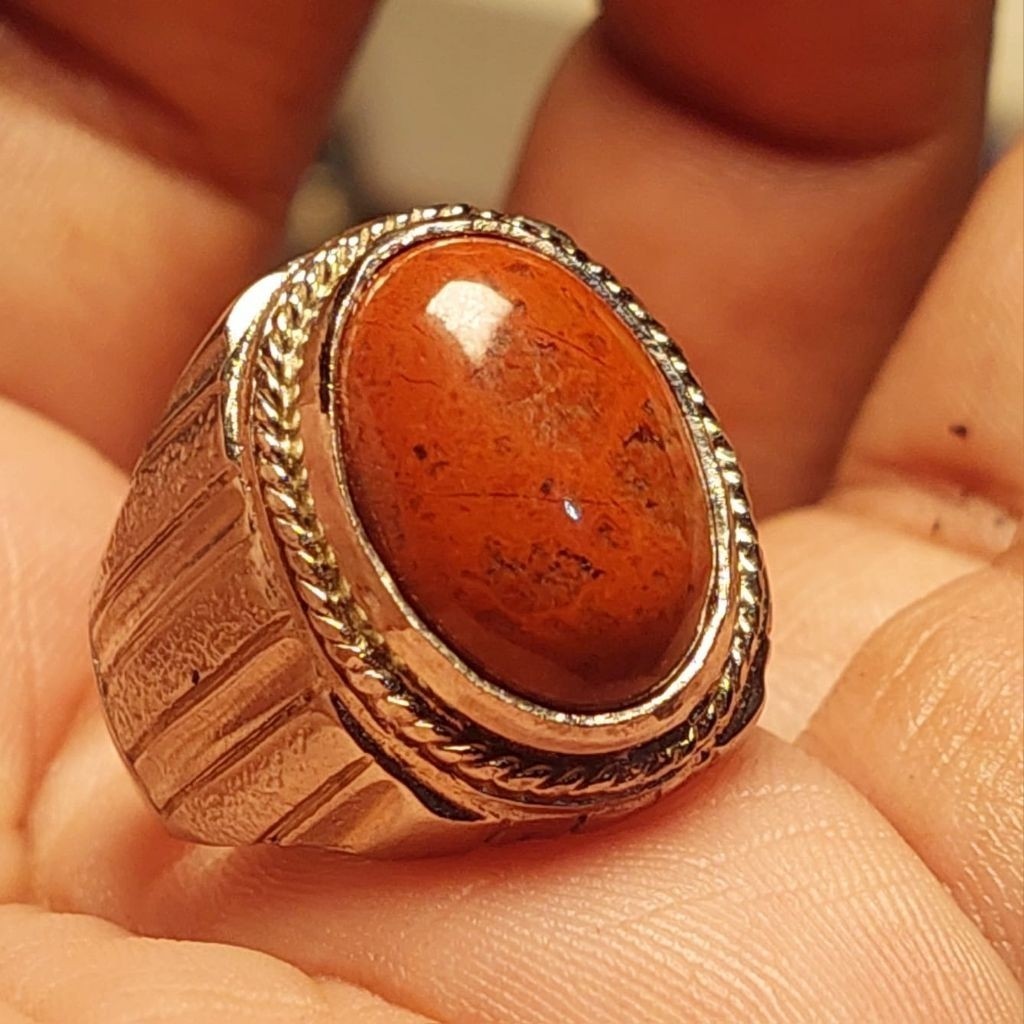Cincin Batu Akik Ati Ayam / Red Jasper Merah Hati /A1 permata